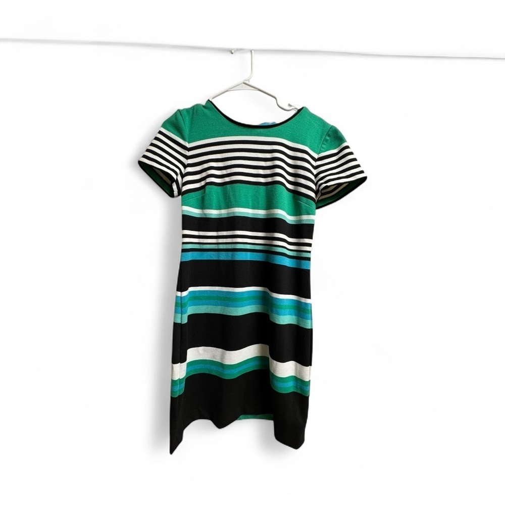 Karl Lagerfeld Paris Green & Black Striped Sheath Dress Size 4
